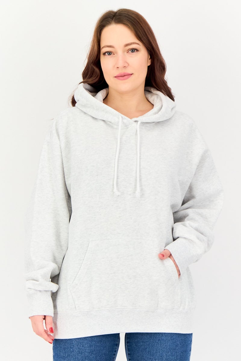 NIA Women Heather Long Hoodie, Pale Grey - Image 1